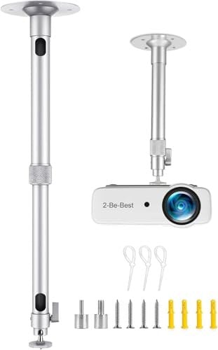 2-Be-Best Universal Projector Mount,23-42in / 58-105cm Projector Ceiling Mount Extendable Projector Wall Mount Adjustable Angle 360° Rotation Drop Ceiling Projector Mount Silver Upgraded