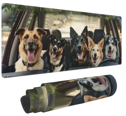 Mexpekil Mauspad mit niedlichem Hund, rutschfeste Gummiunterseite, 80 x 30 cm, Gaming-Mauspad, große Schreibtischunterlage, wasserdichte Tastatur und Mauspad, Computerzubehör für Büro und Zuhause
