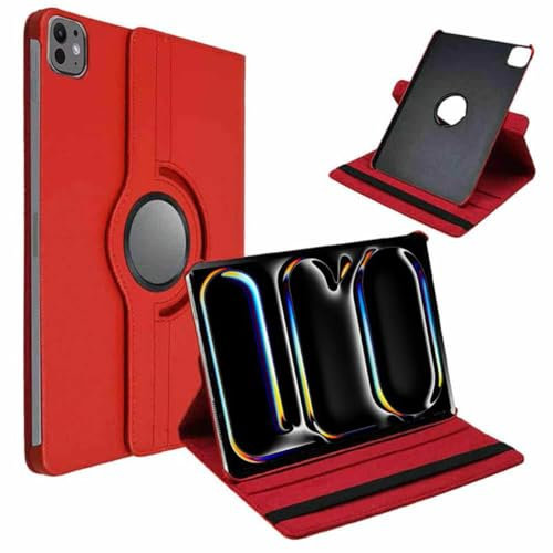 World biz Étui rotatif pour iPad Pro 13 M4 (2024) A2925/A2926/A3007, rotation intelligente à 360 degrés, fonction veille/réveil automatique pour iPad Pro 13 (rouge)