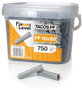 Tacos pared - Caja en Cantidad de Tacos - FixLevel - Tacos Pladur - Material Nylon - Diferentes Medidas 6mm, 8mm, 10mm - Tacos universales (10 mm, 750, Unidad)