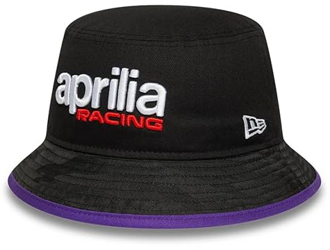 Aprilia Racing MotoGP Bucket Hat, Black with Purple Trim, Official 2025 Merchandise (UK, Alpha, L, Black)