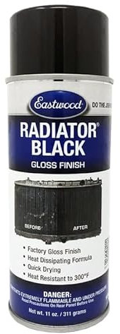 Eastwood Radiator Black Gloss Paint 340g Aerosol – Heat Resistant up to 150°C | Durable High-Gloss Coating for Radiators, Engine Bays & Automotive Cooling Systems