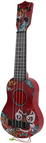 AOWINHIT Kinderspielzeug Ukulele Mini Plastikgitarren -Musikinstrument Vorschulkinder Holzfarbe 4 Saiten Ukulele Abs Nylon (Rot)