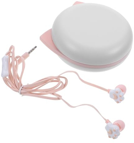 HOMSFOU Cuffie da Bambina Rosa a Forma di Gattino Scatola di Immagazzinaggio Auricolari Creativi per Regalo