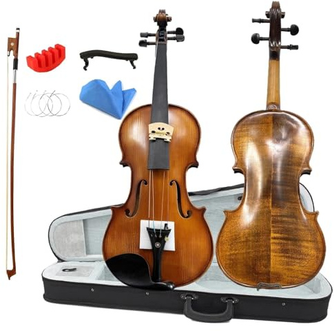 Violineninstrumente Geige Für Anfänger Handgefertigt In Voller Größe Mit Hartschalenkoffer Schulterstütze Bogen Saiten Und Dämpfer(1-8)
