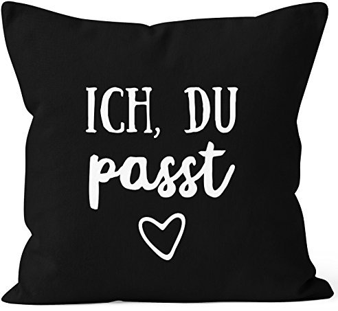 MoonWorks Kissen-Bezug Valentinstag Liebe Ich du passt Kissen-Hülle Deko-Kissen Baumwolle schwarz 40cm x 40cm