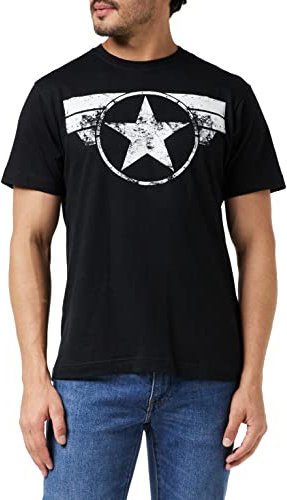 MARVEL Men's Captain America Cap Logo T Shirt, Black, S UK