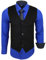 Subliminal Mode – Chaleco + camisa + corbata para hombre, cuello bicolor, liso, manga larga, corte ajustado, negocios, planchado fácil RN33, azul cobalto, XXL