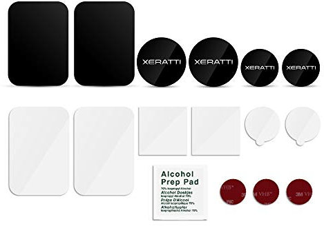 Xeratti 16 Piece Metal Plate Phone Accessories Pack, Premium Ultra Thin Metal Plates for Magnetic Phone Mounts, Car Phone Holders (Black)