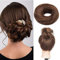 Haargummi mit Haaren Haarteile Echthaar Haargummi für Haarknoten Haarteil Dutt 100% Human Hair Glatt Hochsteckfrisuren 17 Gramm 04# Mittelbraun