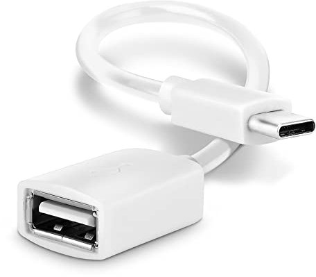 CELLONIC OTG Kabel für Samsung Galaxy S22, S21, S20, S10, S9, A52, A51, A50, A22, A12 - Handy On The Go Adapter USB C Type C Stecker auf USB A Buchse, Host Anschluss Adapterkabel PVC Weiß