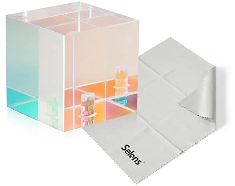 Selens Cube Prism Photography Optical Plating Crystal Glass Professional with 1/4 Hole, Create Light Rainbow Effect for Teaching Light Spectrum Photo Camera Lens Photographer