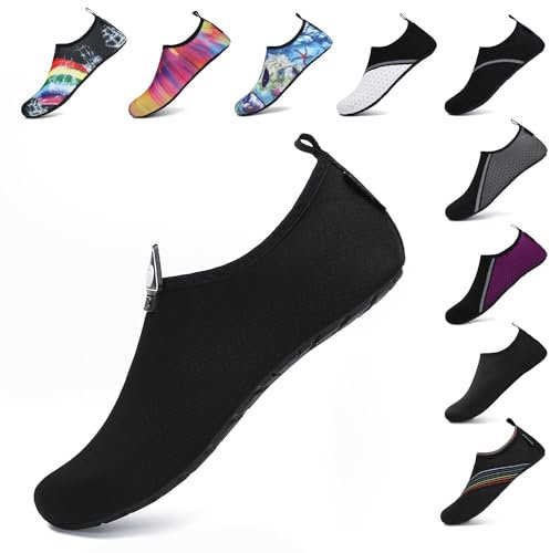 SAGUARO Unisex Badeschuhe Outdoor Schnell Trocken Wasserschuhe Damen Sommer Aquaschuhe Frauen Surfschuhe Männer Barfußschuhe für Herren Leicht Dunkel 46/47 EU