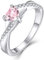 YL Verlobungsring Herz 925 Sterling Silber Oktober Geburtsstein Rosa Zirkonia Kreuz Unendlichkeit Solitaire Ehering Ring für Braut Damen(Größe 52)