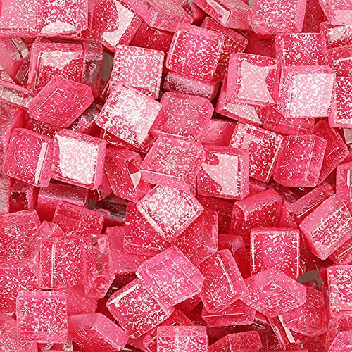 200g Tesselles en Verre Carreaux de Mosaïque Carrée pour Loisirs Créatifs, Décoration, 1x1cm (Rose)