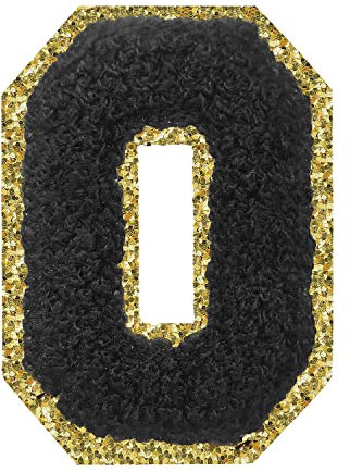 Letter Patches Varsity Glitters Chenille,3 PCS SPRT Iron on Black Letter Patch,Alphabet Cloth Patch for Team Costume Decoration 3.1in Height O (3 Pieces)