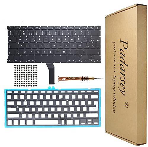Pardarsey Teclado retroiluminado español español con 80 tornillos PCE compatible para MacBook Air 13 A1369 A1466 Series 2011 2012 2013 2014 2015 con destornillador