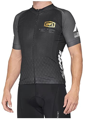 100% MTB WEAR Unisex Erwachsene Exceeda Short Sleeve Jersey Black/Charcoal-S Tshirt, Schwarz/Kohlegrau (Mehrfarbig), S