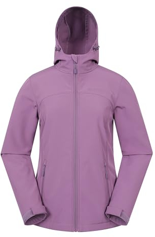 Mountain Warehouse Exodus Womens Softshell Jacket - Breathable, Adjustable, Water & Wind Resistant Ladies Coat - For Spring, Summer, Walking, Everyday wear Dusky Purple Women's Size 24
