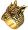 U7 Herren 18k vergoldet Chinesische Drache Kopf Ring Vintage Lóng Ring Hip Hop Biker Großer Statement Ring Männer Modeschmuck Accessoire(Ring Größe 59)
