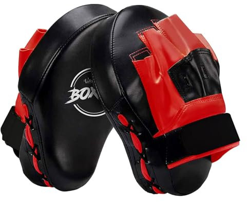 Valleycomfy Pratzen Boxen Pad Bandagen Boxen Männer Schlagpolster Bratzen Hand Boxing Pads Kickboxen Boxpratzen für Kampfsport Training Schlagkissen Muay Thai Taekwondo Karate Sport Zubehör, Rot