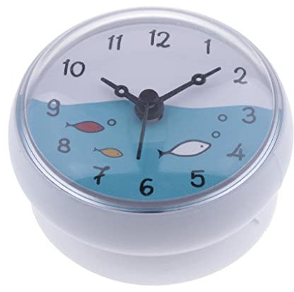 perfk Pared de Ventosa Impermeable, Reloj de Baño para Ventosa Multifuncional para Colgar de Forma Sencilla, Blanco
