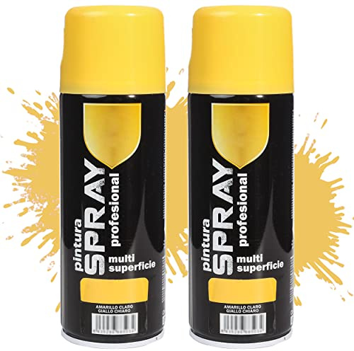 Etrexonline Pintura Spray Multicolor Profesional 400ml Adecuado Metal Madera y Plástico - Color Amarillo Claro (Paquete de 2)