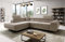 Sofa mit Schlaffunktion mit Bettkasten aus Cord - Ecksofa fur 3 Personen - ASTORP - Bequem Schlafsofa mit Kopfstützen - Modern Couch 277x203x100 cm - Ecke Links - Beige Poso 02 - MODERNO