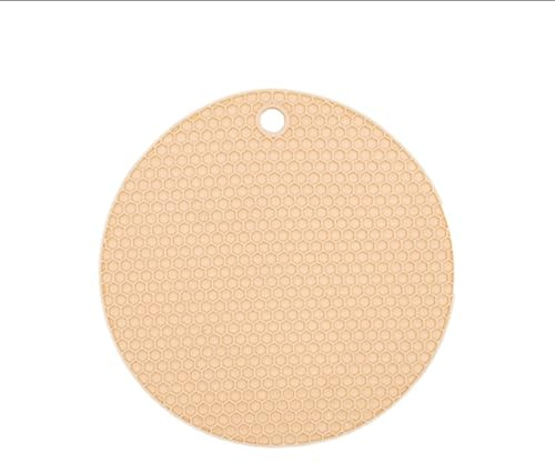 HERCHR Silikon-Tischsets, rutschfeste Kinder-Tischsets, wasserdicht, hitzebeständig, waschbar, runde Tischsets, waschbare Tischsets für Cup Bowl(L-Beige)