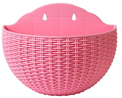 FIOERDTUIE Flower Pot Wall Mounted Hanging Basket Planter Garden Plant Container Outdoors Solid Color Flowerpot for Balcony, Pink/L