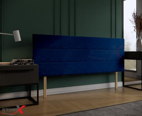 STOREX Plush Fabric Extra Padded Headboard For Divan Bed Bedroom Furniture Size 2Ft 6 Inch/ 3Ft / 4Ft / 4Ft 6 Inch / 5Ft / 6Ft - 20 Inch Height (Blue, 20inch Height 3Ft Single)