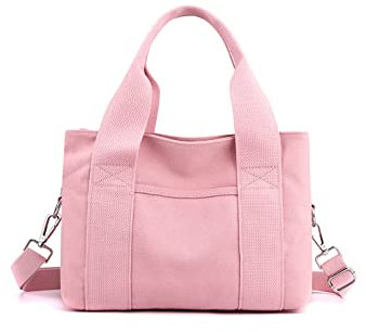 CORIOS Borsa a Tracolla in Tela Donna Media Capacità a Spalla Casuale Moda Tote Multifunzione per Shopping Lavoro Viaggi Uso Quotidiano Messenger Rosa