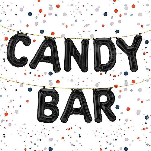 Folienballon-Set Candy Bar in Schwarz, 40 cm - Perfekte Deko für süße Buffets, Hochzeiten & Geburtstage - Lade deine Gäste zum Naschen ein