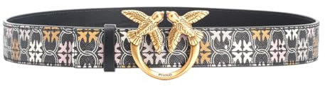 Pinko Love Berry H3 Belt PVC Stampa Logo Cintura, ZM7Q_Nero/Marrone/Bianco.Antique Go, L Donna