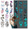 Acevegue 18 Blätter Temporäre Tattoos Set, Blue Leuchtende Schmetterling Feder Rose Blumen Fake Tattoos aufkleber für Erwachsene Männer Frauen, Party Favors Nachtclub Kneipe