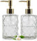 GOYISEE Glas Seifenspender,12 Oz Diamant Design Glas Nachfüllbare Hand Seifenspender, Mundwasser Lotion Spender für Küche, Badezimmer (Clear 2 Pack)