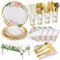 Nkaiso Fleur Assiette Anniversaire, 161pcs Fleur Party Vaisselle, Kit Vaisselles Anniversaire Assiette Dîner Papier Tasse Serviette Réutilisable couverts, Party Fête Decoration -20 invités