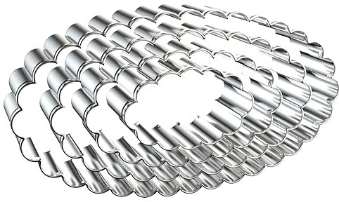 QAAQS Ovales Ausstechformen-Set mit gewelltem Rand, groß – 12,7 cm, 10,2 cm, 7,6 cm, 5,1 cm – geriffelte, gewellte, ovale Ausstechformen, Formen aus Ton – Edelstahl
