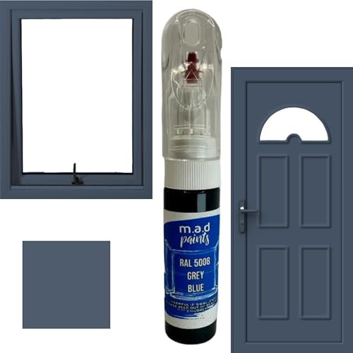 M.A.D MYLDAN AUTO DESIGN M.A.D UPVC Window Door Frame Touch Up Paint Scratch Chip Repair (RAL 5008 GREY BLUE)