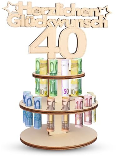 TAKUZA Originelle Geldgeschenke Geburtstag 40 Holz, Geldgeschenk 40 Geburtstag Frau, Geldgeschenk zum 40. Geburtstag Frau, Geldgeschenk 40. Geburtstag Mann, Witzige Geschenkideen für Familie, Freunde