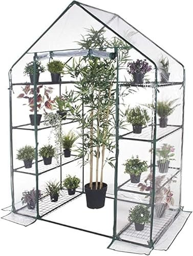 Bricoutlet - Serra per balconi o giardino a 8 ripiani in acciaio verniciato + telo in PVC, 143x73xh.195 cm - per piante fiori da esterno