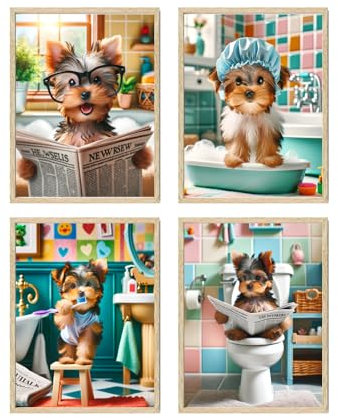 Summit Designs Yorkie Bathroom Poster - Adorable Yorkie Decor, Gifts For Women, Men, Mom Gifts, Lover, Owner, For Dog Lovers, Wall Decor,