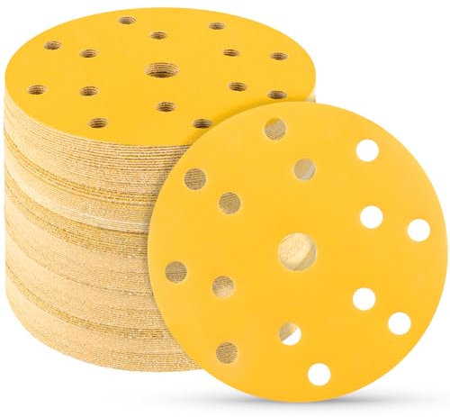 STEBRUAM 50 Stück Schleifscheiben 150mm klett 400 körnung 15 Loch Schleifpapier Set für Rund Exzenterschleifer für Holz Metall und Farbe