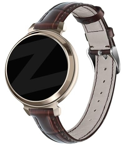 Bandz Lederarmband 'Krokodil' - Echtlederarmband 14mm passend für Garmin Lily 2 (nur zweite Version) - braun