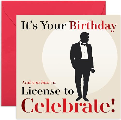 Old English Company - 007 Geburtstagskarte für Männer - 'License To Celebrate' Bond-Geburtstagskarte - Innen unbeschriftet
