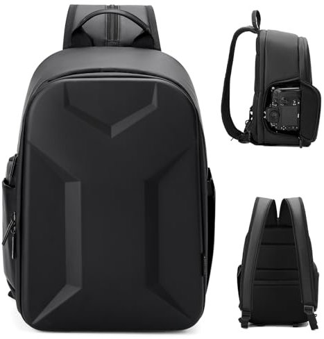 Cwatcun Camera Bag Sling Camera Case Shoulder Backpack with Tripod Holder,Hardshell Case Compatible with Canon Nikon Sony Pentax DSLR SLR Mirrorless Camera Case(2.0,Black