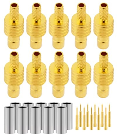 Vecys 10 Stück SMB Männlich 50 Ohm SMB Stecker Crimp RF Stecker für RG174 RG316 RF Koaxialkabel