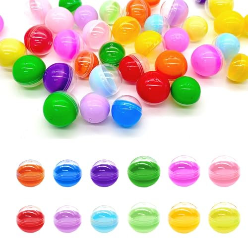 LIANCHEN 100 Pcs Befüllbare Acrylkugeln Transparent Teilbare Plastikkugeln Leeren Runde Kapseln Bälle Befüllen Bunt Kugeln Bunte Plastikkugeln zum Öffnen, Partygeschenke, Basteln, 2 Größen (Farbe 1)