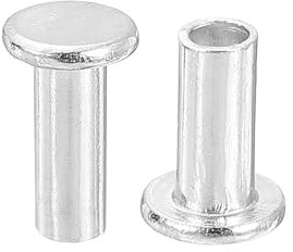 QUARKZMAN 50Pcs Rivets Semi-Tubulaires, 3mm x 7mm Rivets Tubulaires en Aluminium à Tête Plate Ronde Rivet Métallique pour la Réparation Industrielle et Domestique, Argenté