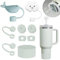 FOSFUKEER Juego de accesorios Stanley Cup, incluye 6 tapones de silicona a prueba de fugas, 2 tapas de paja, 1 funda de silicona para vasos Stanley de 1,2 l y 850 ml, tazas no incluidas (niebla)